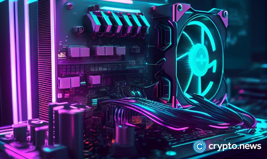 crypto-news-cryptocurrency-mining-equipment-blurry-background-neon-color-cyberpunk - ChainIntel